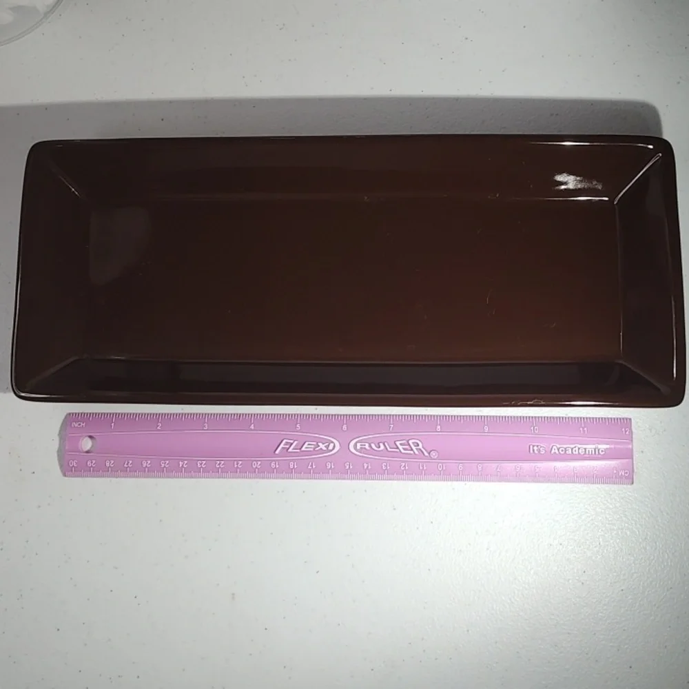 Longaberger Vitrified Pottery Tray For The Tasting Bowl Set In Chocolate Brown